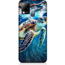 Teknomeg Infinix Hot 10T Uyumlu Deniz Kaplumbağası Desenli Silikon Kılıf