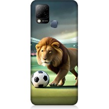 Teknomeg Infinix Hot 10T Uyumlu Gol Atan Aslan Desenli Silikon Kılıf