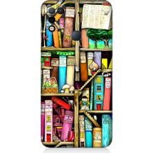 Teknomeg Infinix Hot 11 Play Uyumlu Kitaplık ve Raflar Books Shelf Desenli Silikon Kılıf