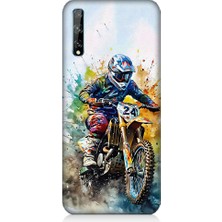 Teknomeg Huawei Y8P Uyumlu Motorsikletçi Desenli Silikon Kılıf