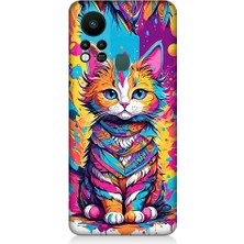 Teknomeg Infinix Hot 11S Uyumlu Renkli Sevimli Kedi Desenli Silikon Kılıf