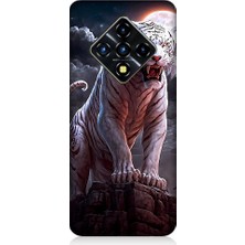 Teknomeg Infinix Zero 8 Uyumlu Beyaz Savaşçı Kaplan Tiger Desenli Silikon Kılıf