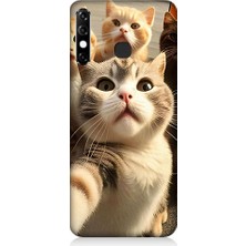Teknomeg Infinix Hot 8 Selfie Kediler Desenli Silikon Kılıf