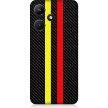 Teknomeg Infinix Hot 30I Uyumlu Sarı Kırmızı Karbon Motif Desenli Silikon Kılıf