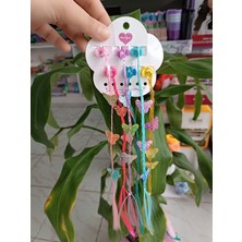 EyER Shoping 6'lı Renkli  Kelebekli Mini Mandal Uzun Yapay Saç Çok Renkli