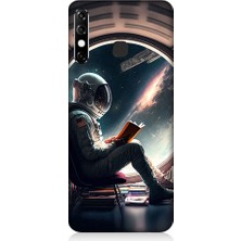 Teknomeg Infinix Hot 8 Kitap ve Astronot Desenli Silikon Kılıf