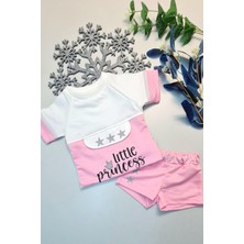 Royaleks Yazlık Mini Şort Kısa Kol Kız Bebek Takım Little Princess Pembe