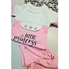Royaleks Yazlık Mini Şort Kısa Kol Kız Bebek Takım Little Princess Pembe