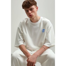 Coredra Toxic People Oversize T-Shirt Erkek - Ekru