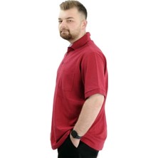 Superxl Battal Beden Erkek Tshirt Polo Yaka Cepli Klasik Pike 20552 Bordo