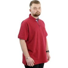 Superxl Battal Beden Erkek Tshirt Polo Yaka Cepli Klasik Pike 20552 Bordo