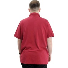 Superxl Battal Beden Erkek Tshirt Polo Yaka Cepli Klasik Pike 20552 Bordo