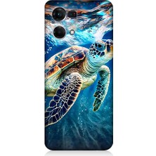 Teknomeg Oppo Reno 7 Uyumlu Deniz Kaplumbağası Desenli Silikon Kılıf