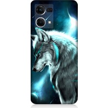 Teknomeg Oppo Reno 7 Uyumlu Kurt Asena ve Ay Işığı Desenli Silikon Kılıf