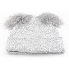 Chantaky 059 1001 Kız Çocuk Ponpon Pudra Bere Gri Tek Ebat