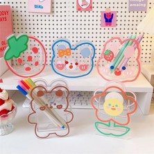 Qiuming Shop Ördek Stili Kore Ayı Tavşan Akrilik Kalemlik Okul Kırtasiye Kız Sevimli Çilek Masaüstü Makyaj Fırça Kalem Organizatör Saklama Kutusu (Yurt Dışından)