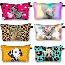 Qiuming Shop SHZBDONGWU017X Stili Sevimli Hayvan Fil Koala Kozmetik Çantası Zebra Kız Seyahat Kozmetik Çantası Kadın Ruj Tutucu Çanta Güzellik Makyaj Çantası Hediye (Yurt Dışından)