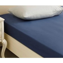 English Home Düz Pamuklu Çift Kişilik Lastikli Çarşaf 160X200 cm Gece Mavisi