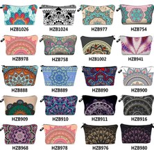 Qiuming Shop No.18 Tarzı El Çantası Mandala Baskı Seyahat Depolama Küçük Polyester Mandala Desen Taşınabilir Kadın Kozmetik Çantası Depolama Mandala Kozmetik Çantası (Yurt Dışından)