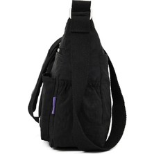 Qiuming Shop Üzüm Moru Tarzı Moda Kadın Naylon Omuz Çantaları Çok Fermuarlı Cep Postacı Çantaları Su Geçirmez Crossbody Çanta Üst Saplı Satchel Çanta Tote (Yurt Dışından)