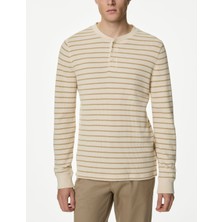 Marks & Spencer Saf Pamuklu Uzun Kollu Waffle T-Shirt