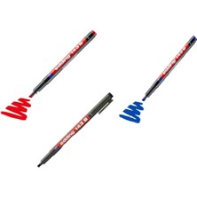 Eddıng Asetat Kalemi (B) Kırmızı Mavi-Siyah 3'lü Set (E-143B)