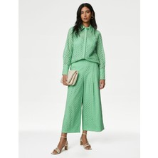 Marks & Spencer Saf Pamuklu Wide Leg Kapri Pantolon