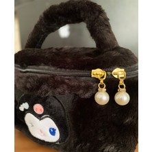 Meyra Accessories Sanrio Kawaii Kuromi My Melodi Cinnamoroll Peluş El Çantası Makyaj Çantası Çift Yönlü Fermuarlı