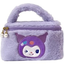 Meyra Accessories Sanrio Kawaii Kuromi My Melodi Cinnamoroll Peluş El Çantası Makyaj Çantası Çift Yönlü Fermuarlı
