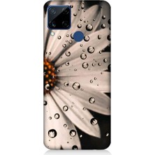 Teknomeg Realme C15 Uyumlu Papatya ve Su Damlaları Desenli Silikon Kılıf