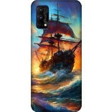 Teknomeg Realme 7 Pro Uyumlu Kızıl Deniz Yelkenli Gemi Desenli Silikon Kılıf