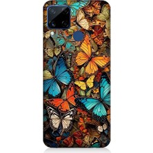 Teknomeg Realme C15 Uyumlu Pastel Renkli Kelebekler Desenli Silikon Kılıf