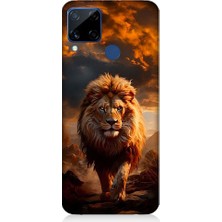 Teknomeg Realme C15 Uyumlu Yırtıcı Aslan Kral Desenli Silikon Kılıf