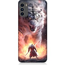 Teknomeg Reeder S19 Max Pro S Uyumlu Beyaz Kaplan ve Samuray Desenli Silikon Kılıf