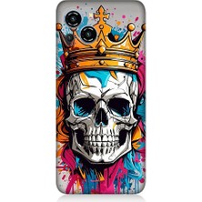 Teknomeg Reeder S23 Pro Max Uyumlu Altın Taçlı Kurukafa Desenli Silikon Kılıf