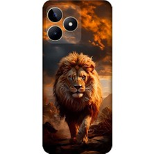 Teknomeg Realme C53 Uyumlu Yırtıcı Aslan Kral Desenli Silikon Kılıf
