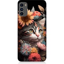 Teknomeg Reeder S19 Max Pro S Uyumlu Çiçekler ve Kül Gri Kedi Desenli Silikon Kılıf