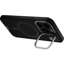 YoungKit iPhone 14 Pro Kılıf Magsafe Şarj Özellikli Kamera Standlı Silikon Youngkit Bitty Cream Kapak Siyah