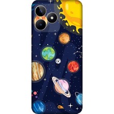 Teknomeg Realme C53 Uyumlu Gezegenler ve Yıldız Haritası Desenli Silikon Kılıf