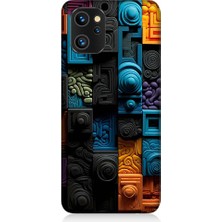 Teknomeg Reeder S19 Max Pro Uyumlu Renkli Kareler ve Spiraller Desenli Silikon Kılıf