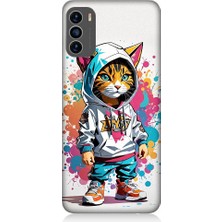 Teknomeg Reeder S19 Max Pro S Uyumlu Kapşonlu Sarmal Kedi Desenli Silikon Kılıf
