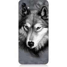 Teknomeg Samsung Galaxy A25 Uyumlu Mavi Gözlü Kurt Desenli Silikon Kılıf