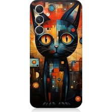 Teknomeg Samsung Galaxy A05S Uyumlu Kara Kedi Desenli Silikon Kılıf