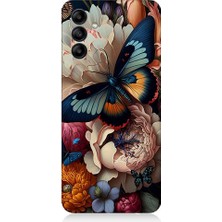Teknomeg Samsung Galaxy A25 Uyumlu Kelebek ve Çiçek Desenli Silikon Kılıf