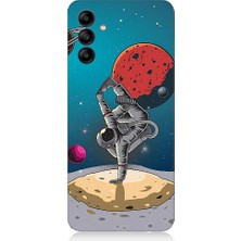 Teknomeg Samsung Galaxy A35 Uyumlu Break Dans Yapan Astronot Desenli Silikon Kılıf
