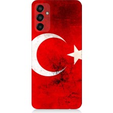Teknomeg Samsung Galaxy M13 Uyumlu Türk Bayrağı  Desenli Silikon Kılıf