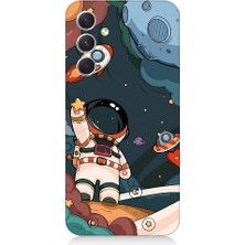 Teknomeg Samsung Galaxy S24 Uyumlu Sevimli Astronot Uzay Macerası Desenli Silikon Kılıf