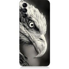 Teknomeg Samsung Galaxy A35 Uyumlu Siyah Beyaz Kara Kartal Başı Desenli Silikon Kılıf