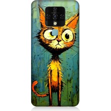 Teknomeg Tecno Camon 16 Uyumlu Meraklı Şapşik Kedi Desenli Silikon Kılıf