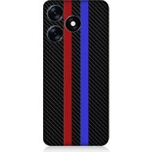 Teknomeg Tecno Spark 10 Uyumlu Bordo Mavi Karbon Desenli Silikon Kılıf
